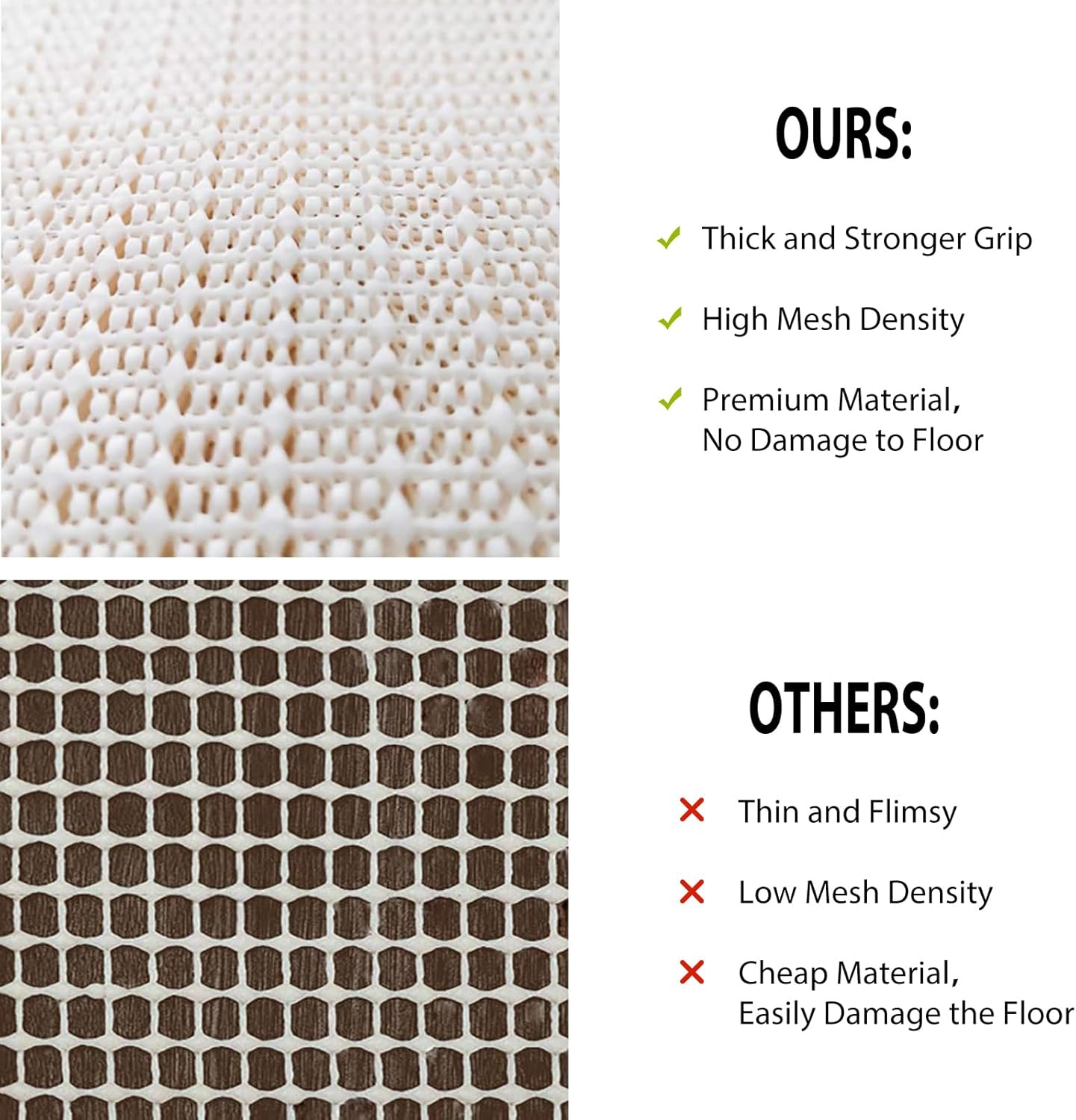 Skiennix Non-Slip Rug Pad Gripper - 3x5 Area Rug Anti-Skid Mat in Beige for Hardwood Floors