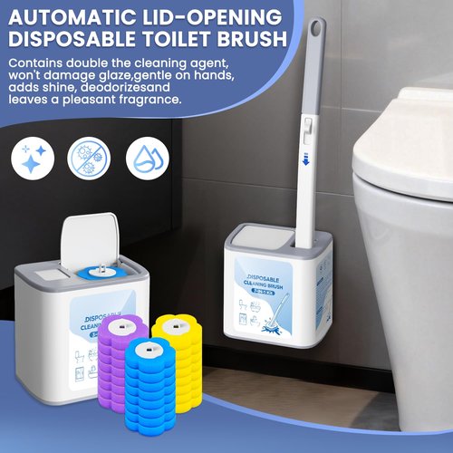 2026 Disposable Toilet Brush Cleaning System with Aromatherapy Refills (Ocean, Lemon, Lavender) – Includes Cleaning Stick, Storage Box, and Scented Refill Tabs