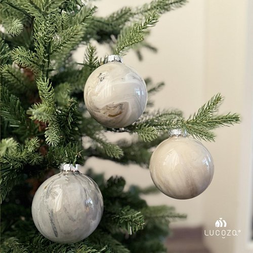 LUCOZA Clear Glass Ornaments, 3.15 Inch Fillable Christmas Balls DIY for Christmas, Wedding, Party, Round Transparent Glass Balls (Large, 9, Count)