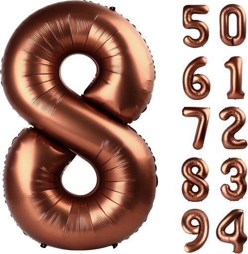 Coffee Brown Number 8 Balloon by [Brand Name] - 40 Inch Chocolate Birthday Decoration for Boys & Girls