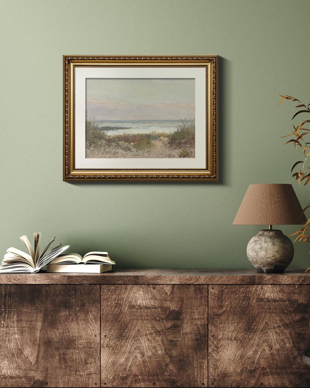 VIYYIEA Gold Framed Canvas Print - Classical Coastal Scenery Wall Art for Home Decor | 13x16in