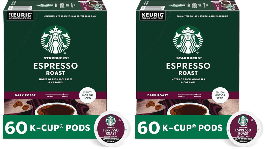 Starbucks K-Cup Coffee Pods - Dark Roast Espresso for Keurig | 100% Arabica | 120 Pods Total