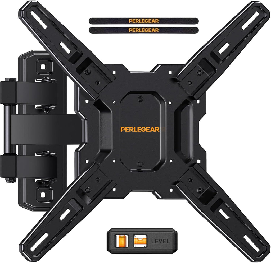 Perlegear Full Motion TV Mount - Articulating Wall Bracket for 26-65 Inch TVs | Tool-Free Tilt & Swivel, Max VESA 400x400mm