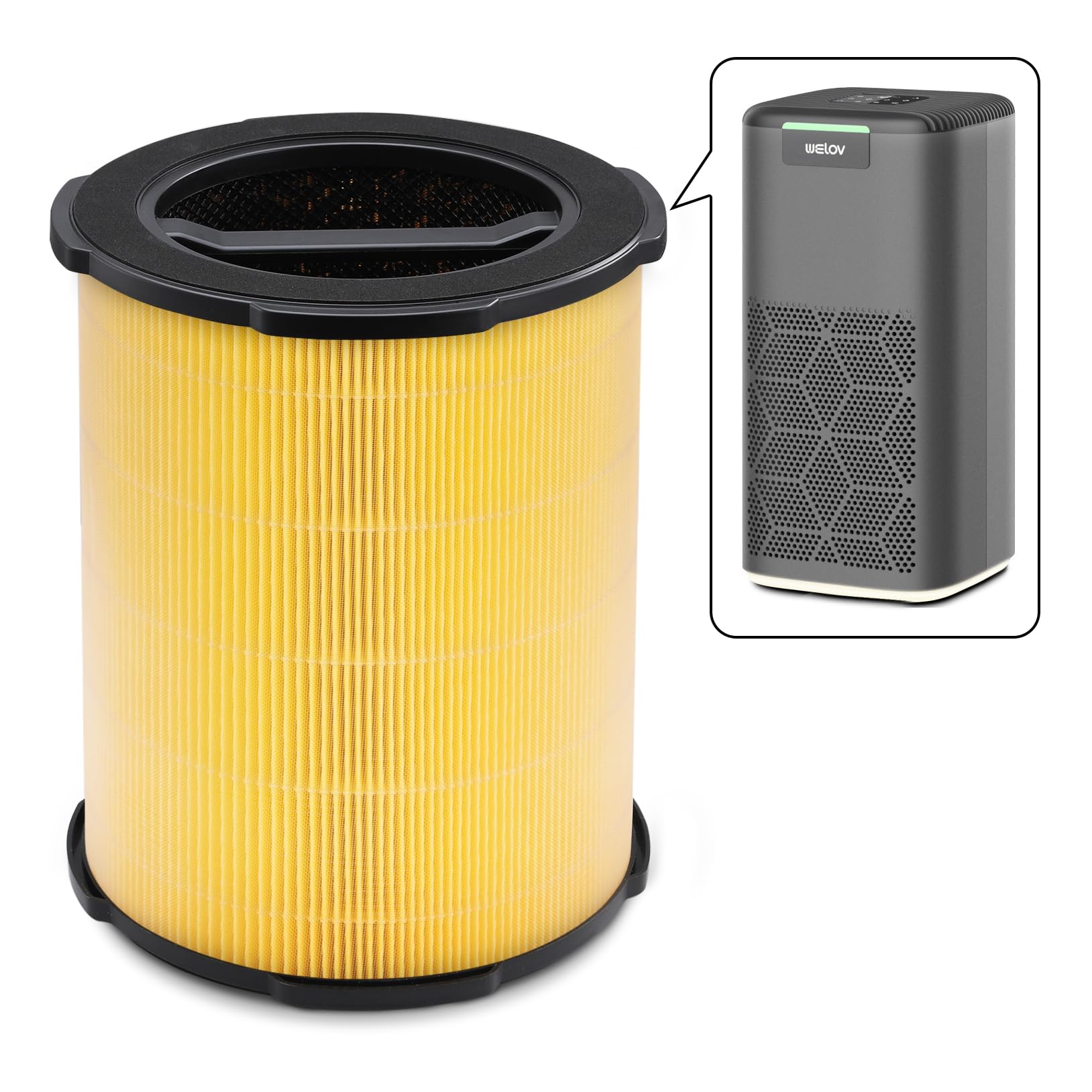 WELOV P200S/P200 Pro Pet Care Filter, 3-in-1 H13 True HEPA and High-Efficiency Activated Carbon Filter for Pet Hair, Dander, Pollen, Dust, Pet Odor, and Other Unwanted Smells