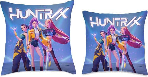HUNTR/X Kpop Demon Hunters Throw Pillow - Officially Licensed Design for Fans