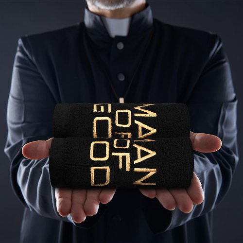 Buryeah 6 Pcs Pastor Towels for Men Women Christmas Pastors Appreciation Gifts Christian Cross Woman of God Church Clergy Hand Towels Handkerchiefs for Xmas Holiday Birthday Gifts(Black,Man of God)