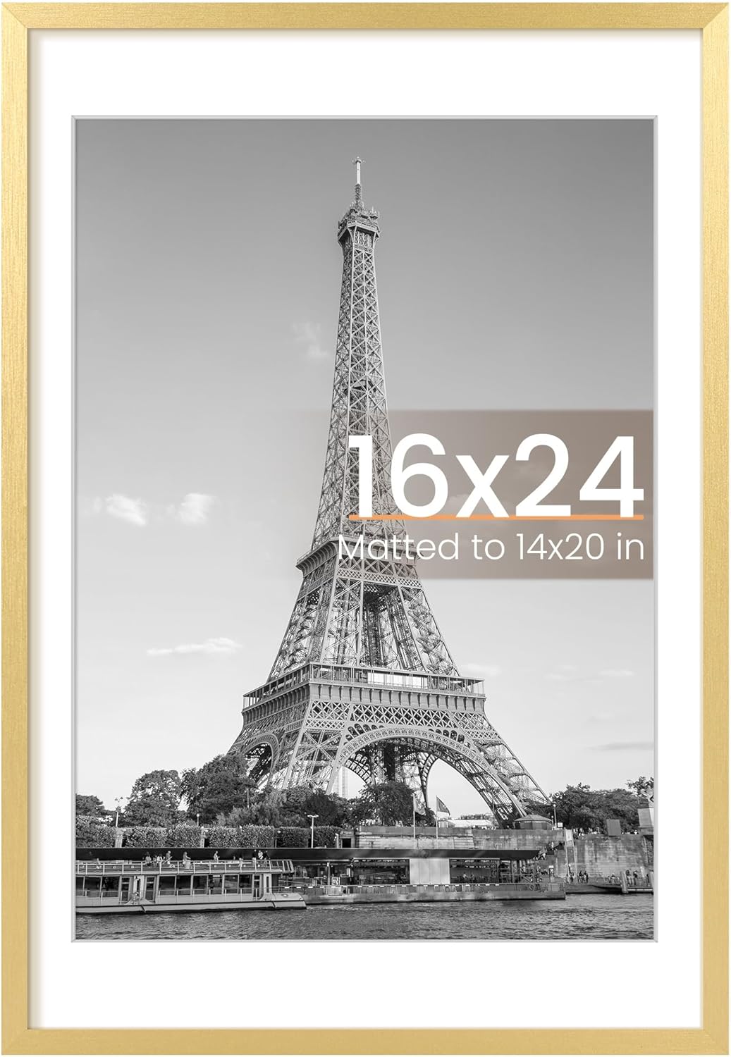 Upsimples 16x24 Picture Frame - Elegant Gold Wall Hanging Frame for 14x20 Photos or 16x24 Without Mat