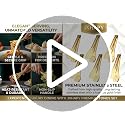 JXHAPY Gold Serving Tongs - 6 Pack Stainless Steel Buffet Tongs