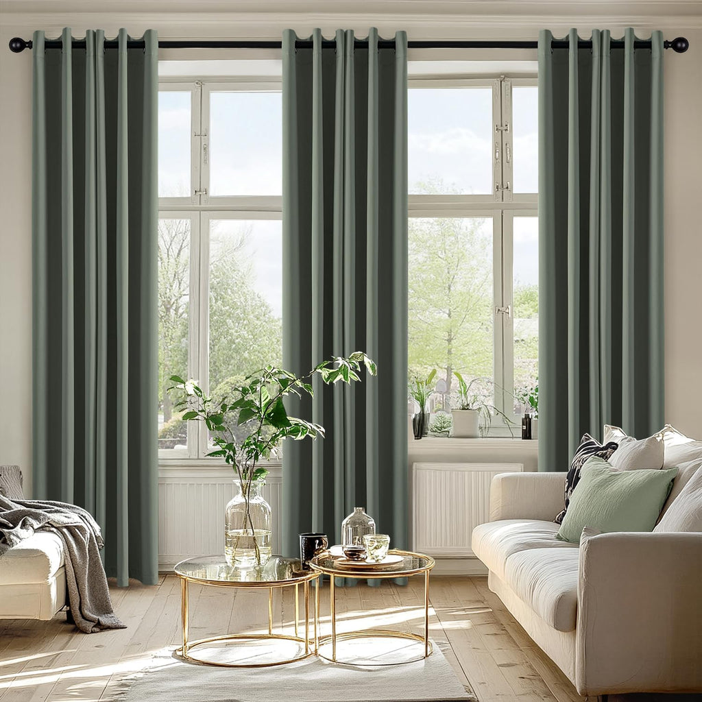MIULEE Blackout Curtains - Thermal Insulated Room Darkening Drapes | 84-Inch, Dark Mallard Color, 2 Panels