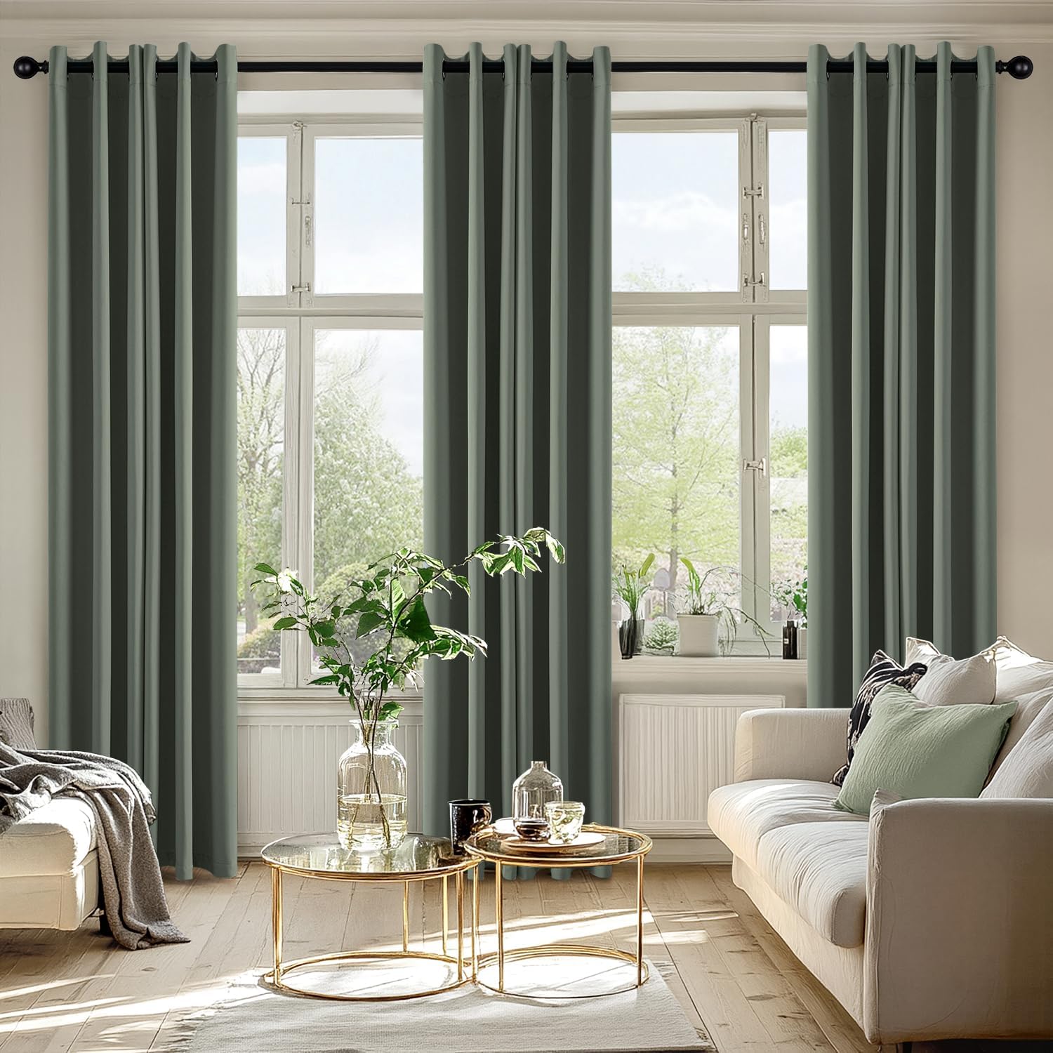 MIULEE Blackout Curtains - Thermal Insulated Room Darkening Drapes | 84-Inch, Dark Mallard Color, 2 Panels