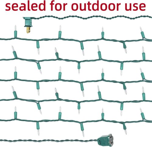 Clear Incandescent Bulb Mini String Lights - 100 Green Wire for Indoor Christmas Tree & Party Decor