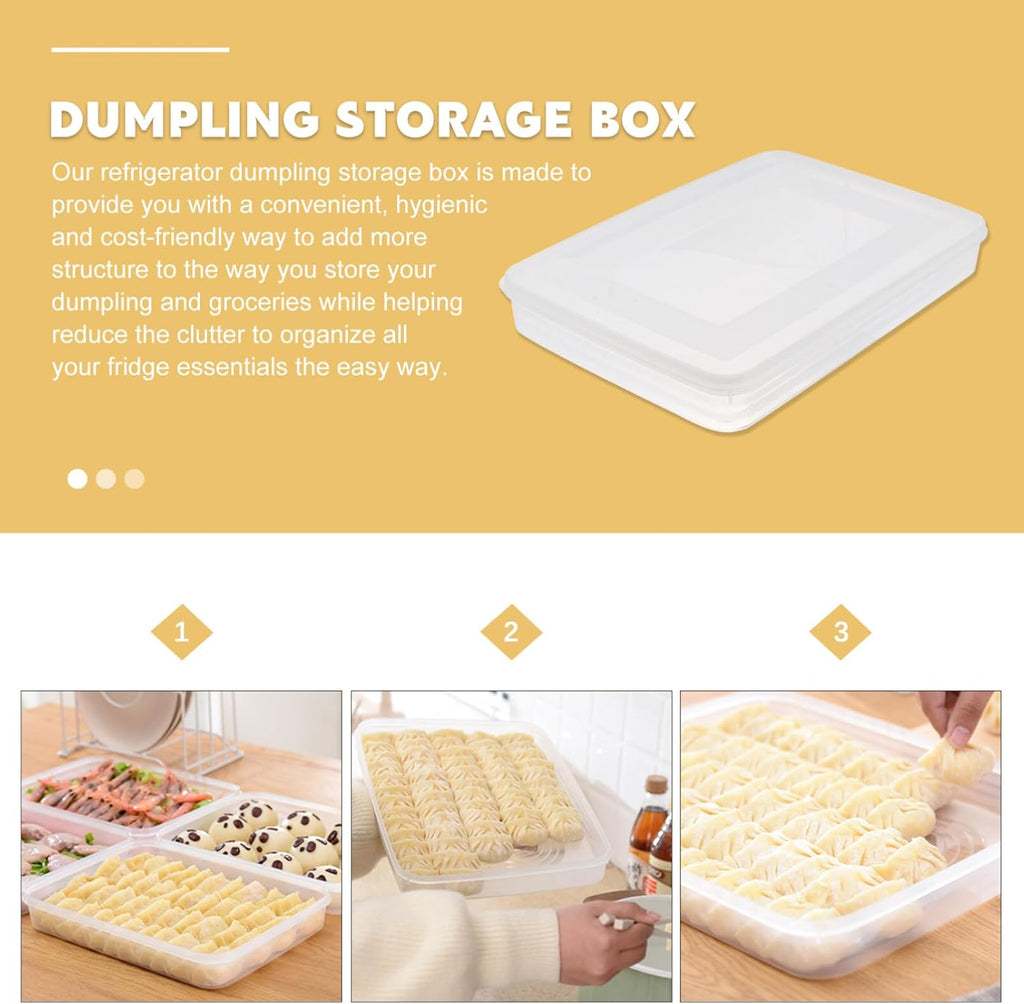 Uonlytech Large Airtight Dumpling Box - Clear Veggie Tray with Lid | Egg and Rice Storage Container