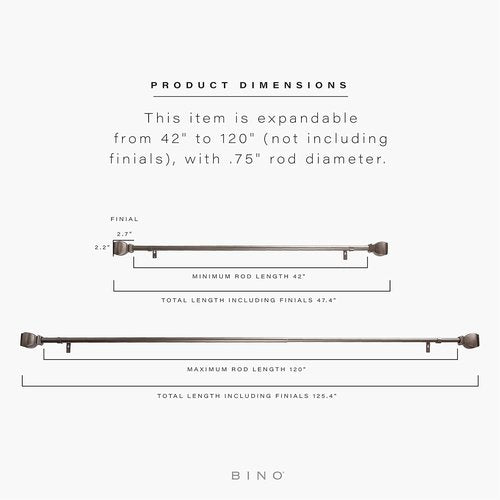 BINO Window Curtain Rod - Adjustable 42" to 120" Antique Nickel | Stylish Drapery Solution