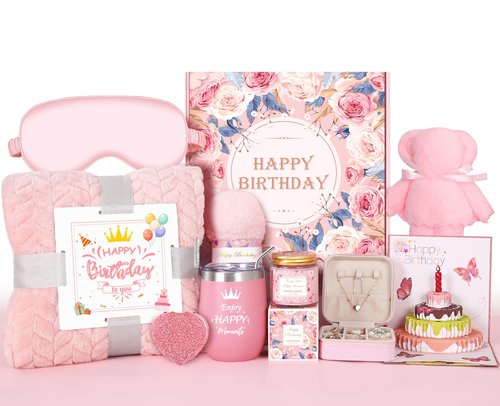 Birthday Gifts for Women Friendship, Unique Happy Birthday Gift Basket, Luxury Care Package Gift Box, Bday Gift Set Present Idea for Mom Sister Her Best Friend Female Wife Coworker Girlfriend Daughter