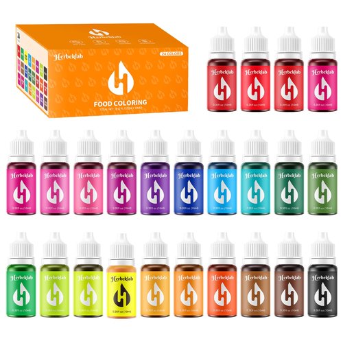 Food Coloring Liquid - 24 Vibrant Colors | 0.35 fl oz Concentrated Water-Based Dye for Baking, Icing & Crafts