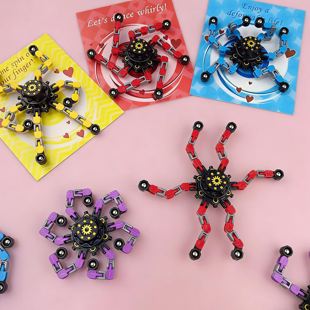 Anditoy 24 Pack Mechanical Transformable Fidget Toys with Valentines Cards for Kids Valentines Day School Class Classroom Gifts Prizes Exchange Party Favors