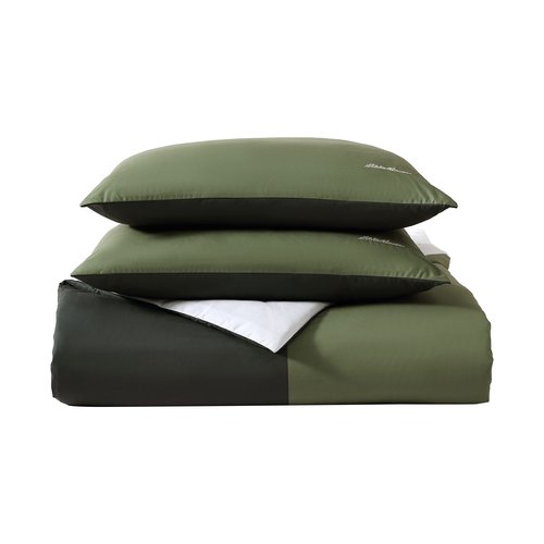 Eddie Bauer- Queen Duvet Cover Set, Reversible Bedding Set with Matching Sham(s), Casual Home Décor (Skyline Stripe Green, Queen)