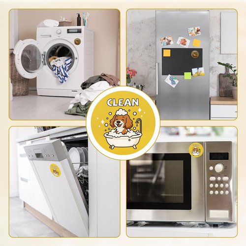 Funny Dog Clean Dirty Dishwasher Magnet Sign, Double-Sided Reversible Clean Dirty Flip Indicator Magnet for Kitchen Refrigerator Laundry Room