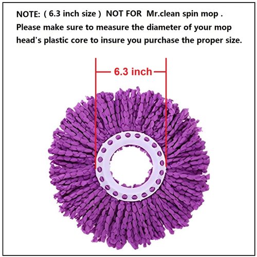 YOQXHY 6 Pack Spin Mop Replacement Heads, (6.3 Inch,Round) Microfiber Mop Refills Compatible with Hurricane, Mopnado, Libman, Simpli Magic and Other 360 Spin Mop Systems, (6 Colors)