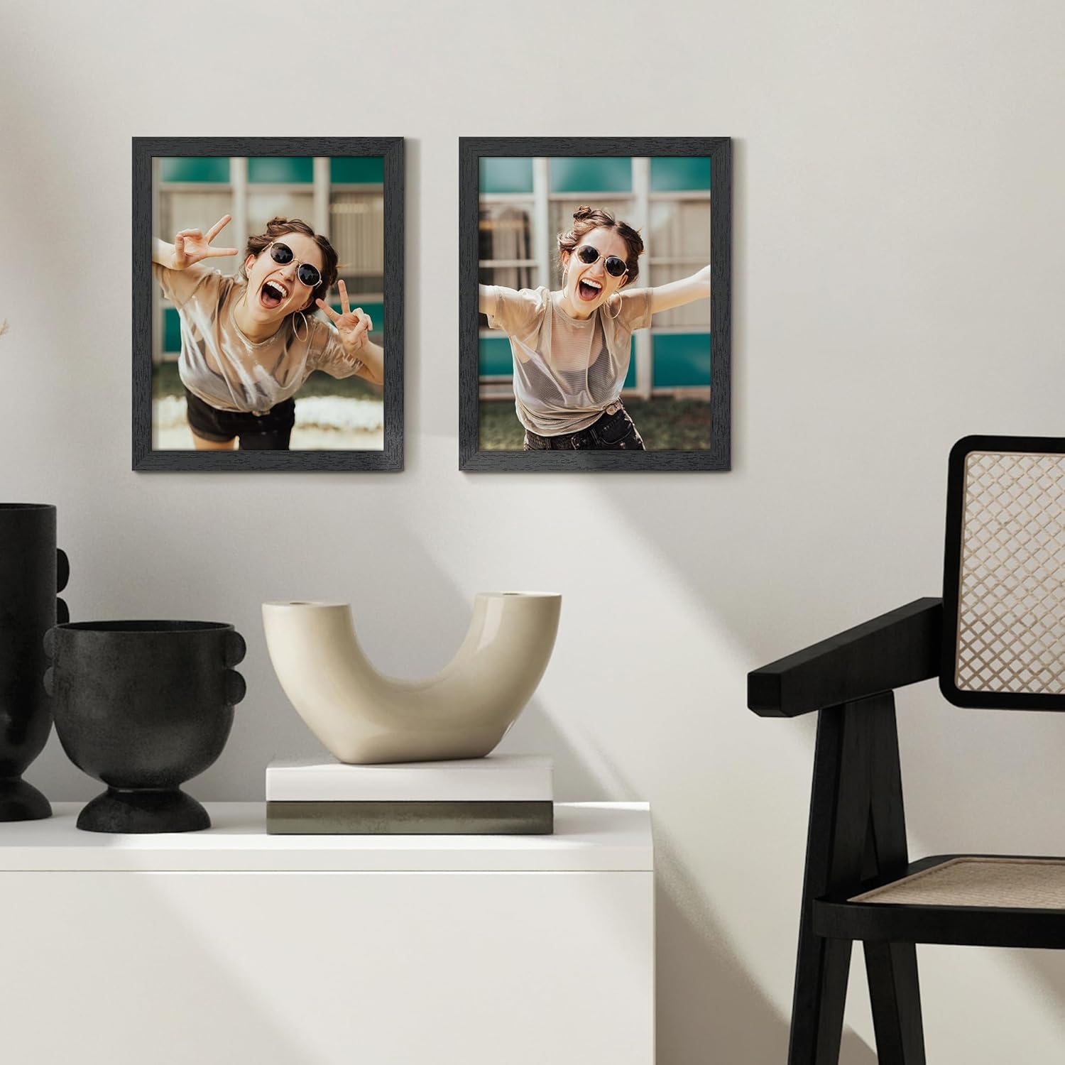 Upsimples 8x10 Picture Frame - Stylish Wall Gallery Frame in Black | Durable Engineered Wood