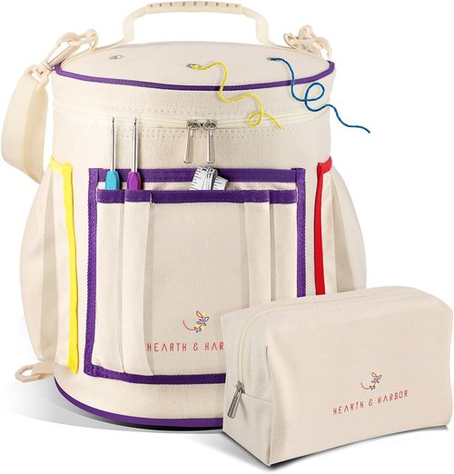 Hearth & Harbor Crochet Bag Organizer - Durable Yarn Storage for Accessories & Supplies | Canvas Design