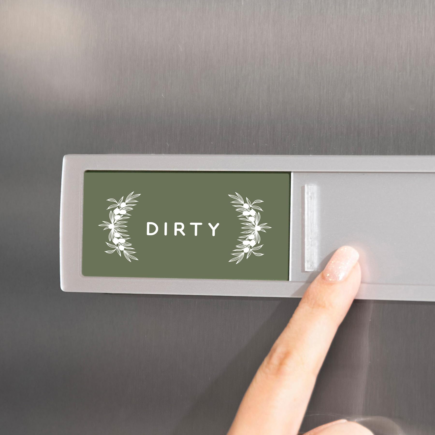 Dishwasher Magnet Clean Dirty Sign Non-Scratching Premium Magnet or 3M Adhesive Option, Non-Scratching, Elegant Greenery Design, USA Female Owned Business
