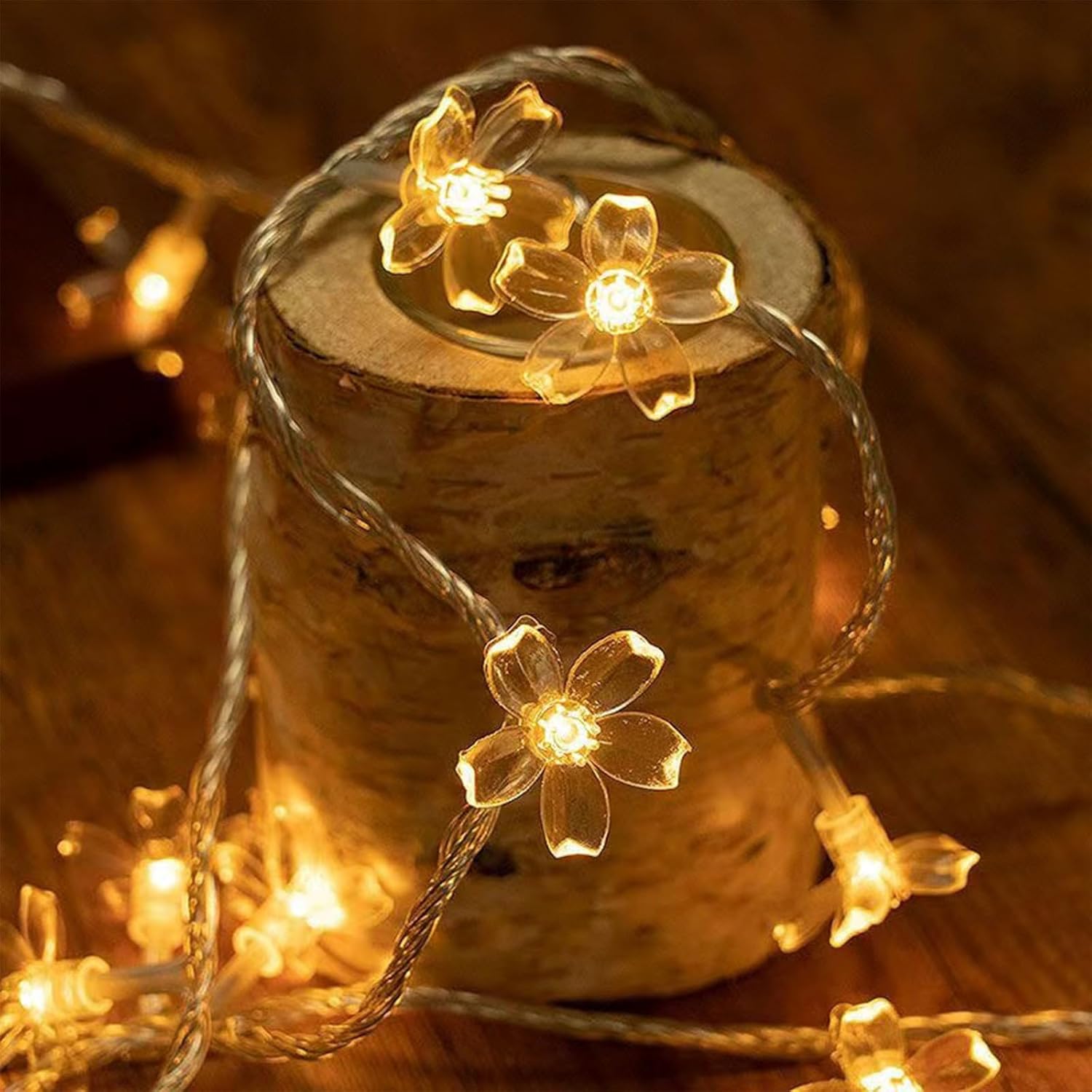 Skiennix Decorative Flower String Lights - 33ft 100 LED Cherry Blossom Fairy Lights | Warm White for Bedroom & Events
