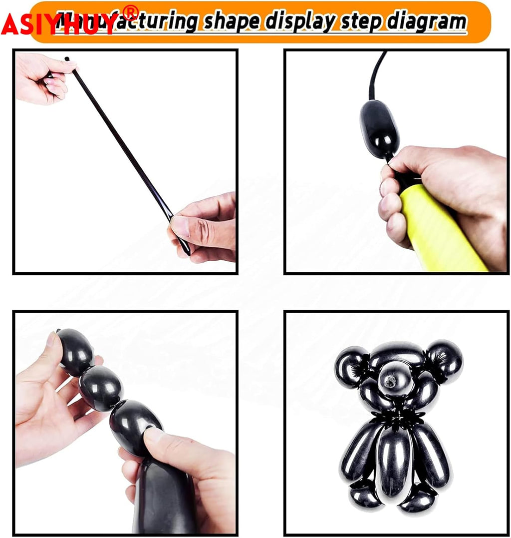 Skiennix 260 Long Black Balloons - Thick Latex Twisting Balloons for Animal Models | 100 Pack