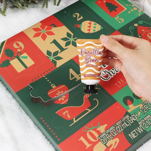 BODY & EARTH Advent Calendar 2025 - 12 Days of Spa Gifts for Women & Teens | Hand Cream, Body Lotion & Santa Keychain