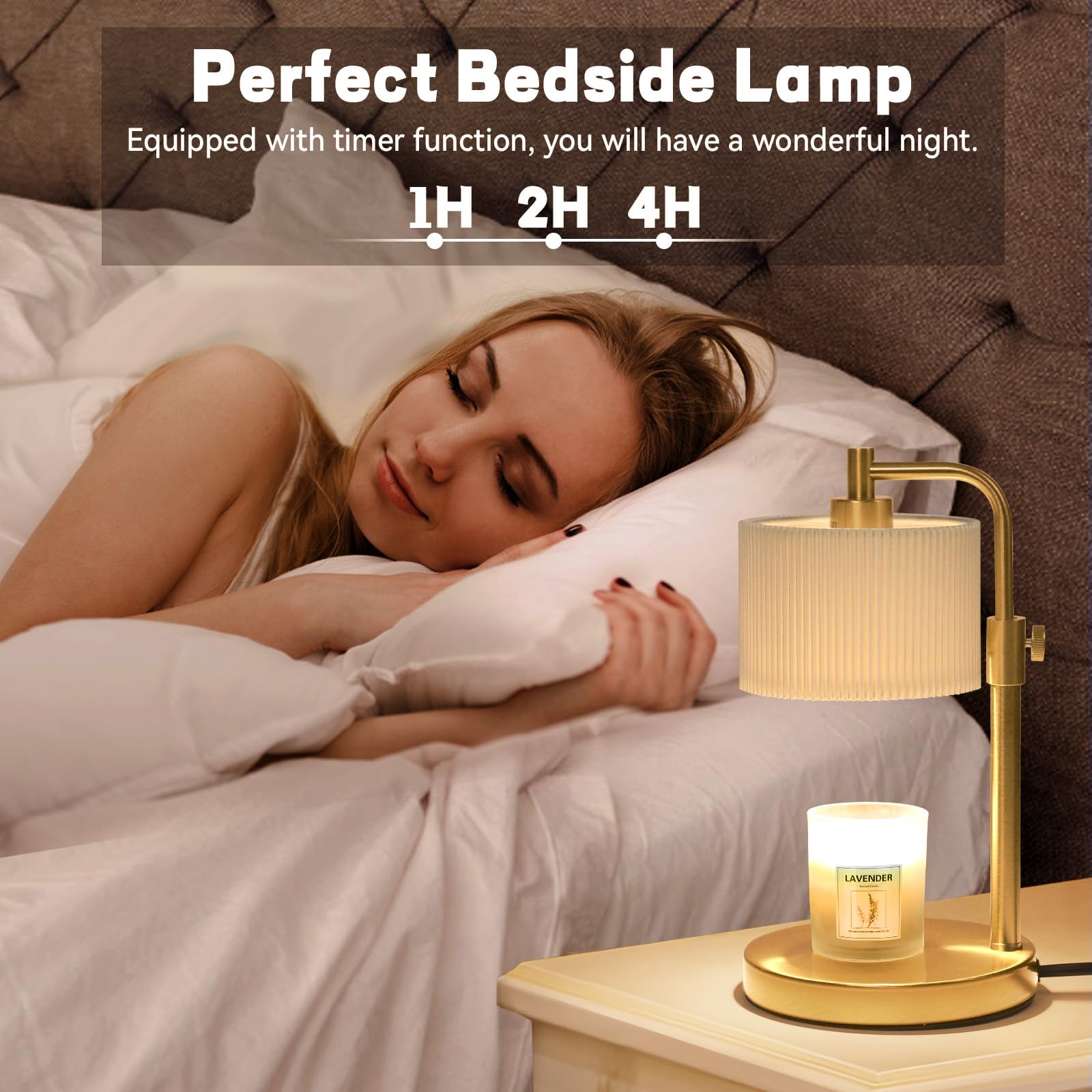 NITOWOLF Candle Warmer Lamp, Candle Lamp Warmer with Timer Adjustable Height Wax Warmer Lamp for Jar Candles, Birthday Gifts for Women House Warming Gifts (Gold)