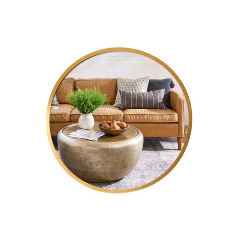 SDlumeiy 12 Inch Aluminum Framed Modern Gold Round Wall Mirror, Small Metal Framed Mirror for Bathroom, Living Room, Entryway, Hallway Decoration (Gold, 12x12)