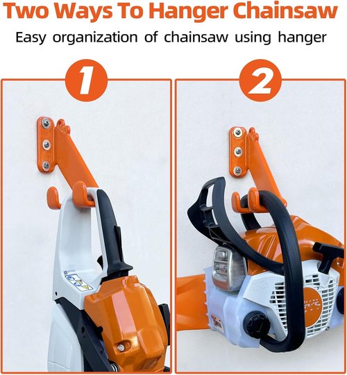 Heavy Duty Chainsaw Hanger by [Brand Name] - 2 Pack Wall Mount for Garage Organization & Storage