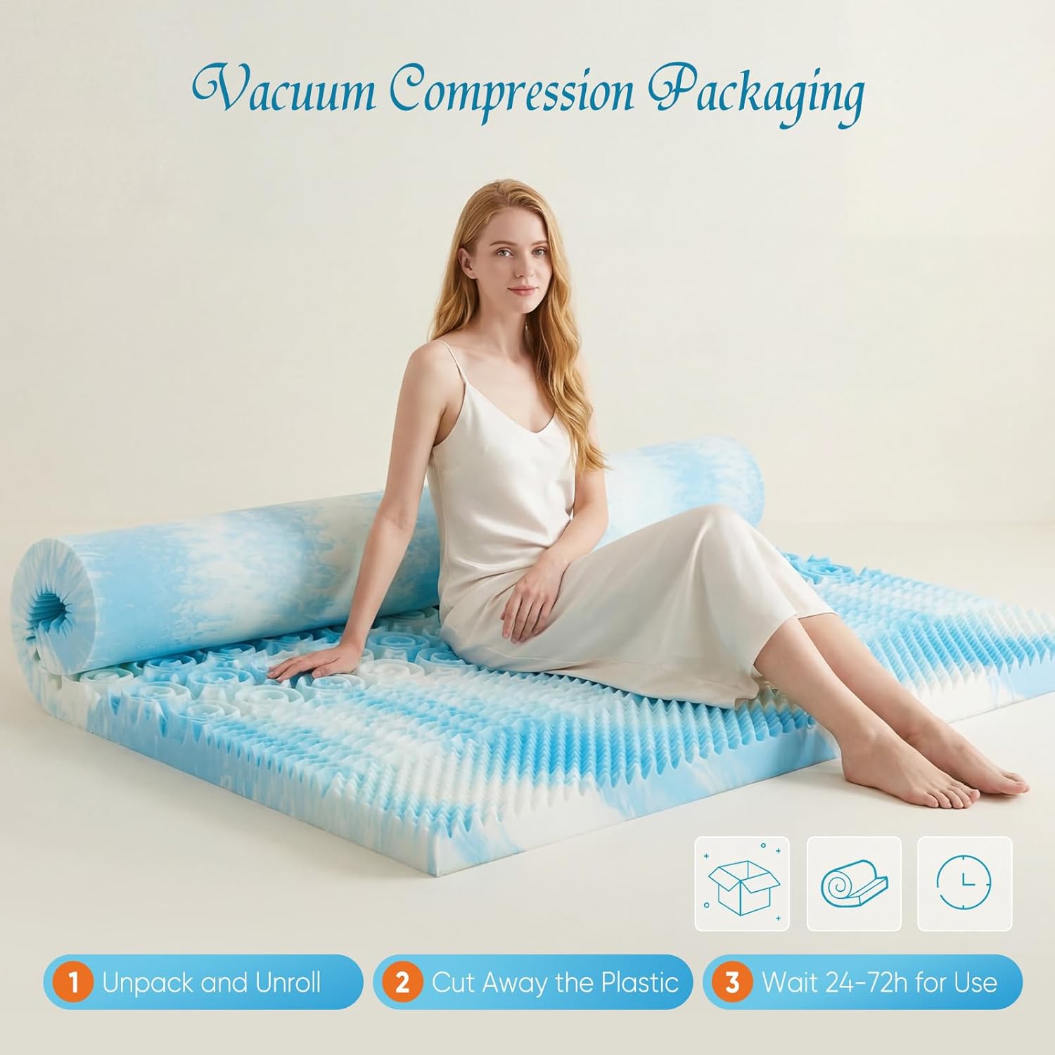 Sweetcrispy Memory Foam Mattress Topper - 5-Zone Gel Infused Cooling Pad for Full Size Bed | CertiPUR US Certified