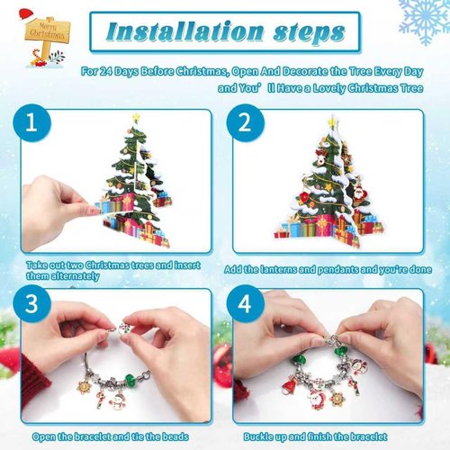 Advent Calendar 2025 - Kids' 24-Day Christmas Countdown with DIY Charm Beads & Bracelets | Red & Green