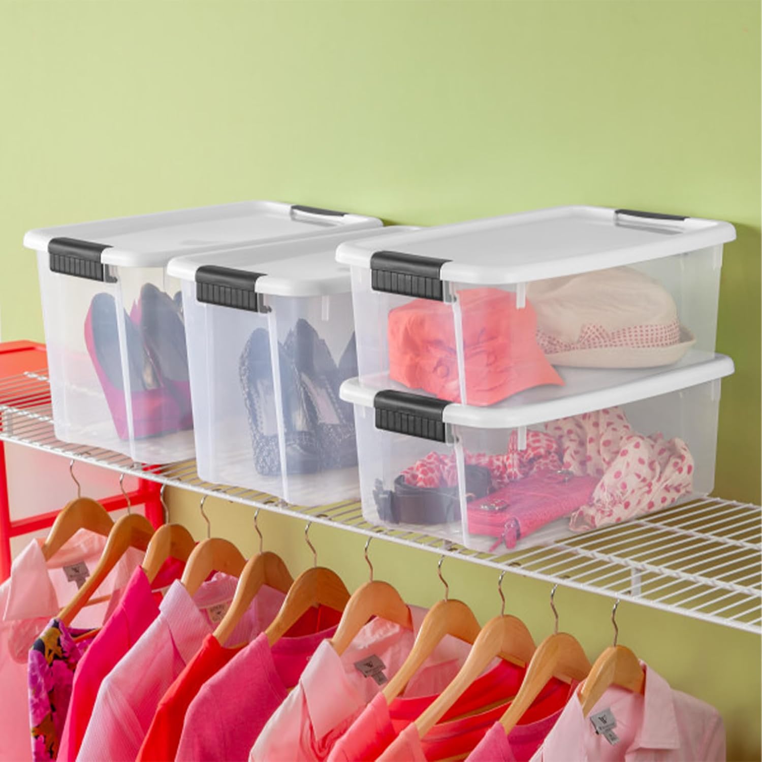 Sterilite 18-Pack Ultra Latching Storage Bins - Clear Plastic, 18 Quart Heavy-Duty Organizing Containers