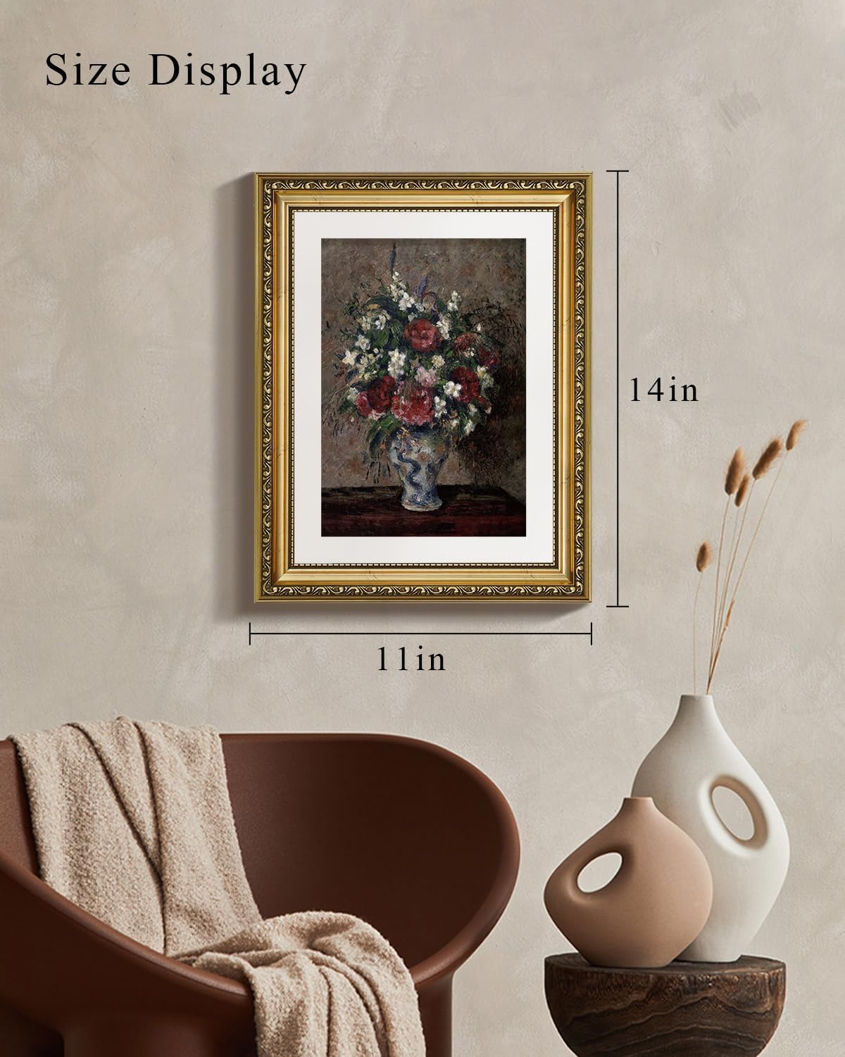 VIYYIEA Gold Framed Canvas Wall Art - Vintage Botanical Flower Prints for Home Decor | 11x14in