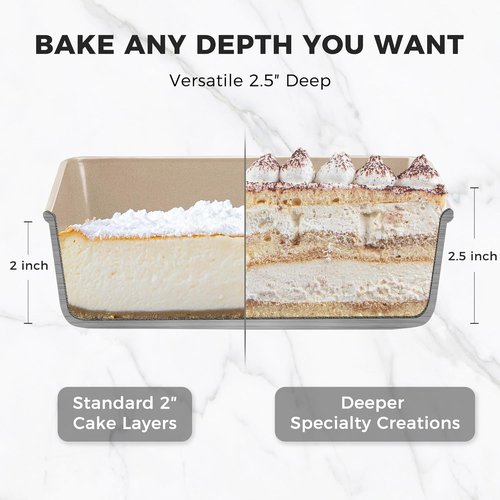 HONGBAKE Nonstick Deep Baking Pans Set - Rectangle Sheet Cake Trays for Brownies & Lasagna | 13/11/9 Inch