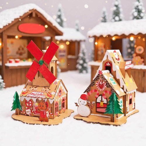 JeVenis Gingerbread House Craft Kit - DIY 3D Building Set for Christmas & New Year Decor