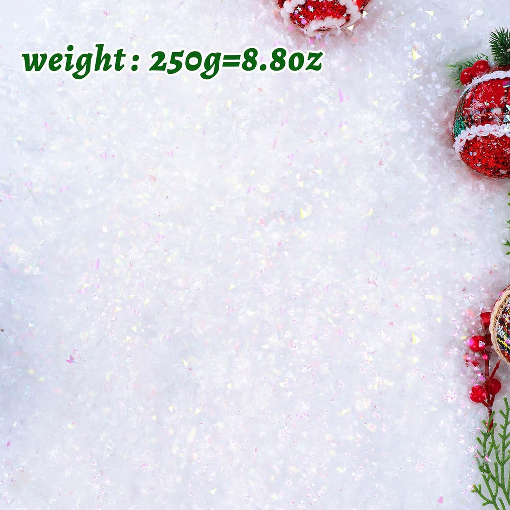RGQSUN Christmas Artificial Flake Snow - Sparkling Fake Snow for Crafts & Party Decor | 8.8oz