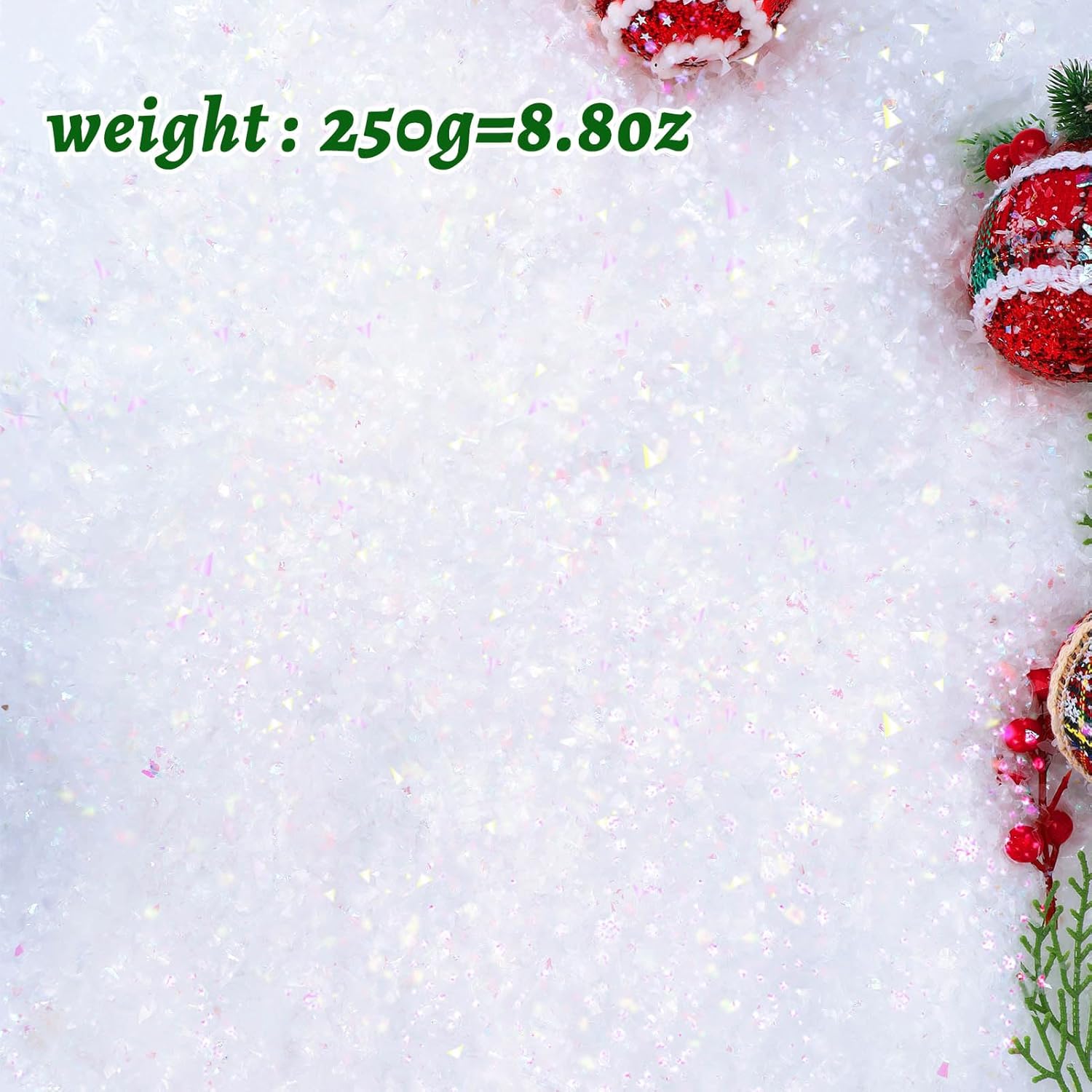 RGQSUN Christmas Artificial Flake Snow - Sparkling Fake Snow for Crafts & Party Decor | 8.8oz