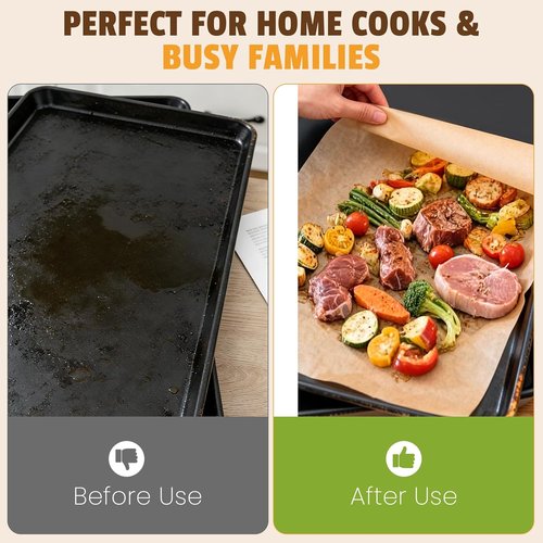 CAREGY Unbleached Parchment Paper Sheets - 480 Pcs, 12 x 16 Inch, Non-Stick for Baking & Cooking