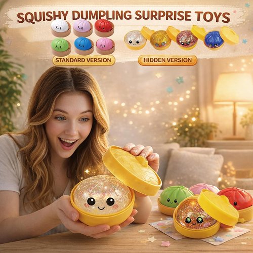 Glitter Dumpling Squishy - Mystery Box with 10 Colorful Dumpling Toys | Fun Surprises Included