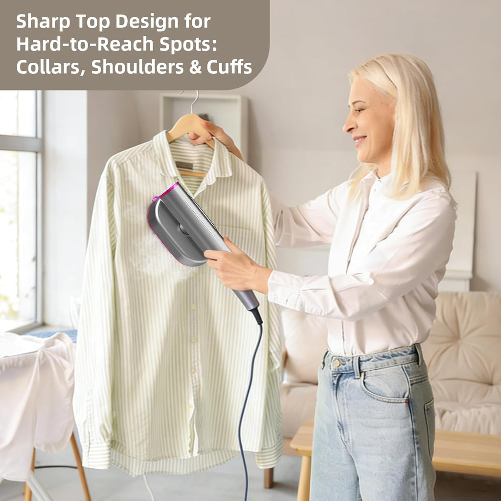 Skiennix Travel Steamer - 2-in-1 Handheld Garment Steamer & Iron | Fast Heat-Up in 15s, 1200W, Rose Red