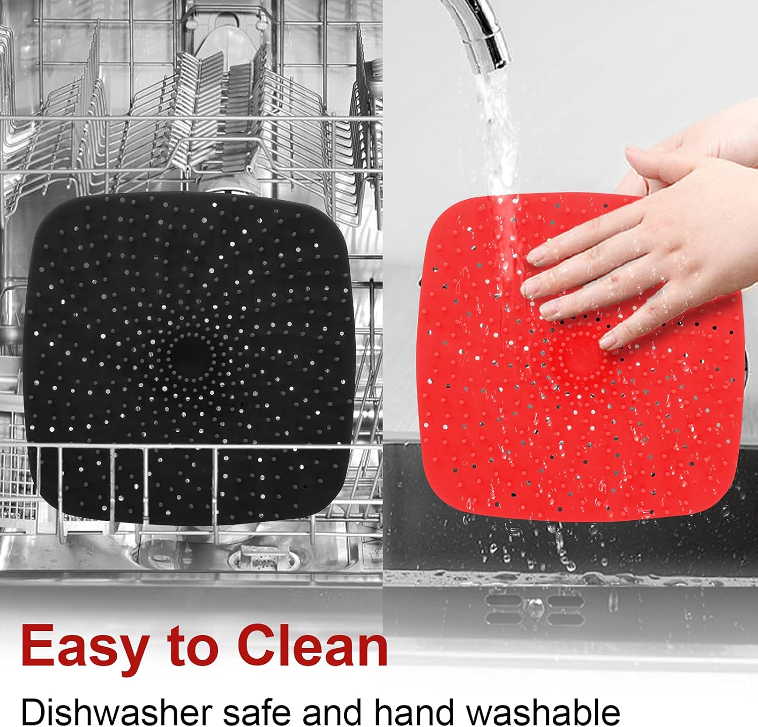 Upgrade Reusable Air Fryer Liners - Patented BPA-Free Non-Stick Silicone Mats | 9-Inch Square & More