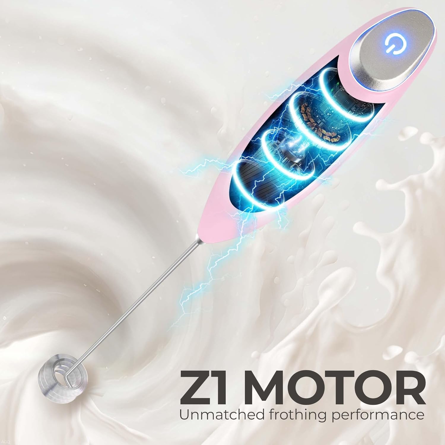 Zulay Kitchen Patented Tornado Triple Whisk Milk Frother - Handheld Foam Maker for Coffee & Lattes - Includes 4 Duracell Batteries - Candy Color