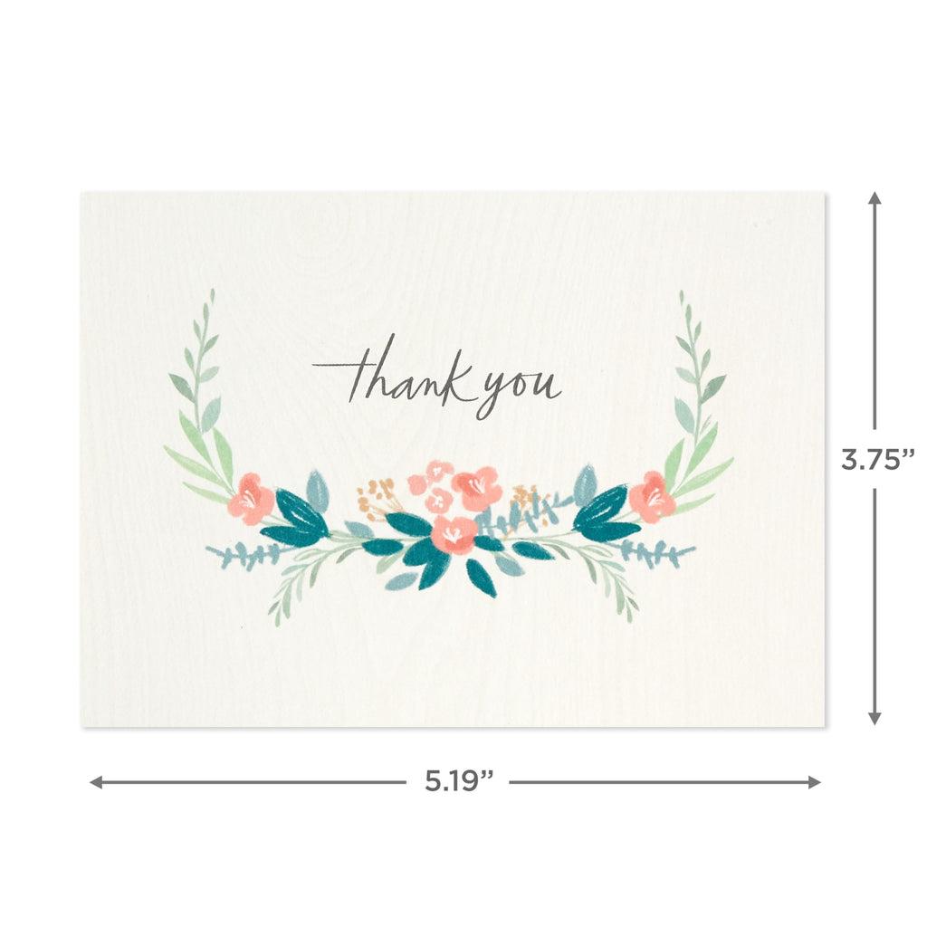 Hallmark Thank You Cards with Envelopes for Weddings, Bridal Showers, Baby Showers, Graduations (48 Assorted Blank Cards with Envelopes) Simple Florals and Greenery Note Cards