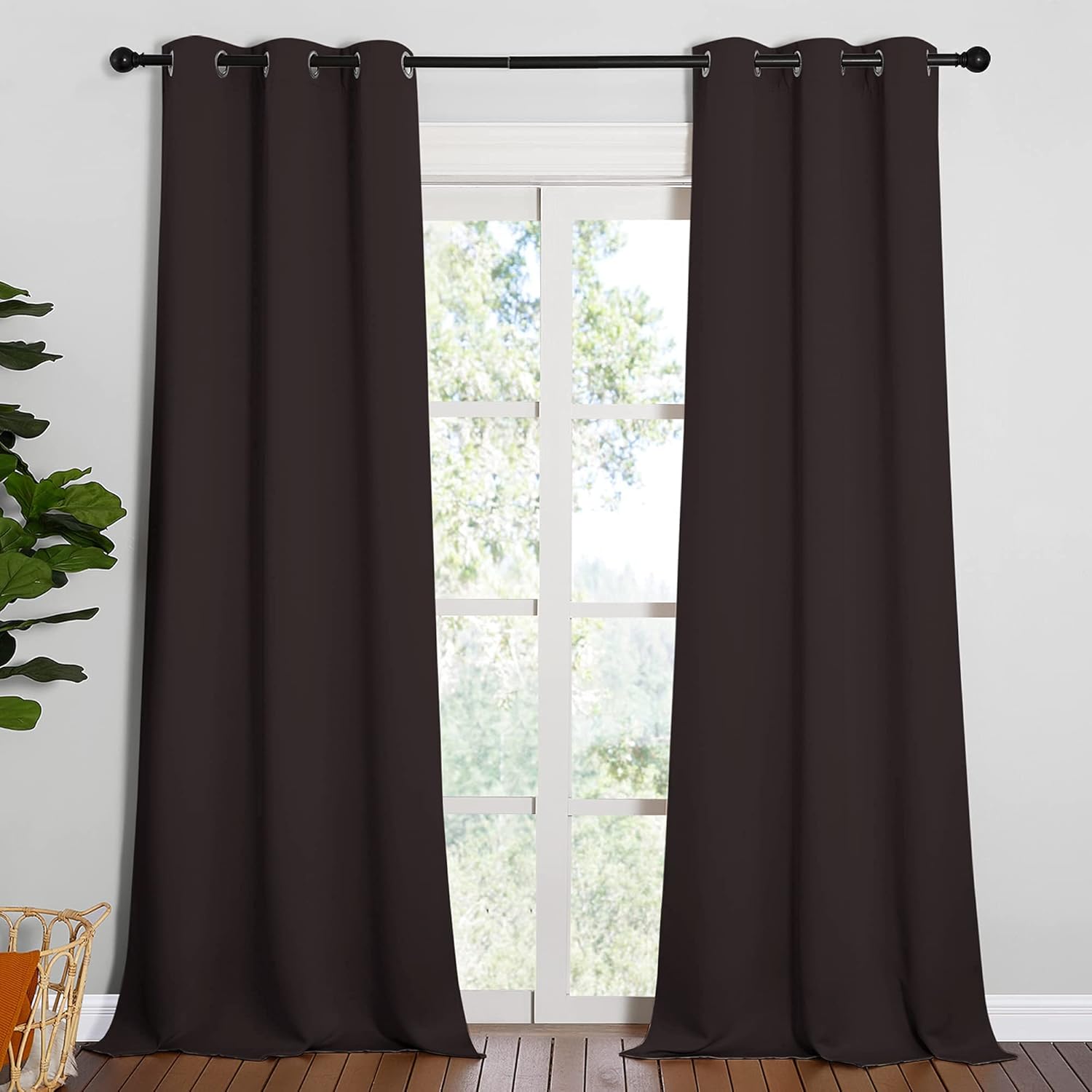 NICETOWN Blackout Curtains - Thermal Insulated Grommet Drapes for Bedroom & Living Room | Brown, Set of 2, W42 x L90