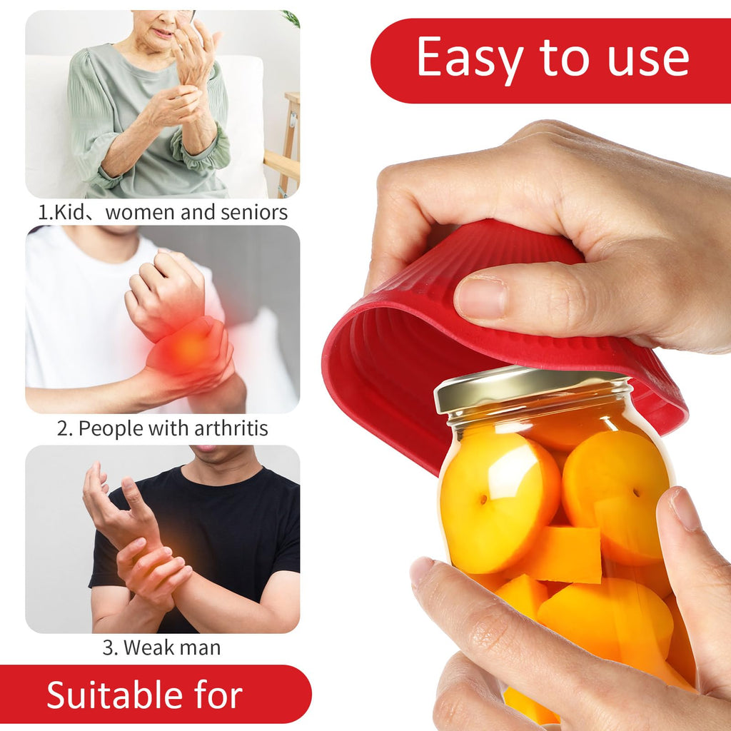 Heclia 3 Pack Rubber Jar Opener, 3.7 Inch Round Silicone Jar Opener Gripper for Seniors with Arthritis Weak Hands, Non Slip Jars Lid Openers Kitchen Lid Cap Gripper Pads Multi-function Coasters