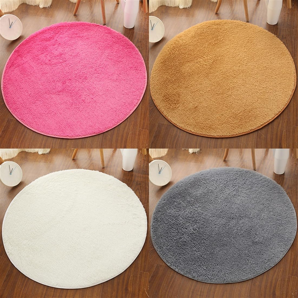 Skiennix Plush Round Rug - Soft Indoor Modern Area Rug for Kids' Bedroom | Grey 2 Feet