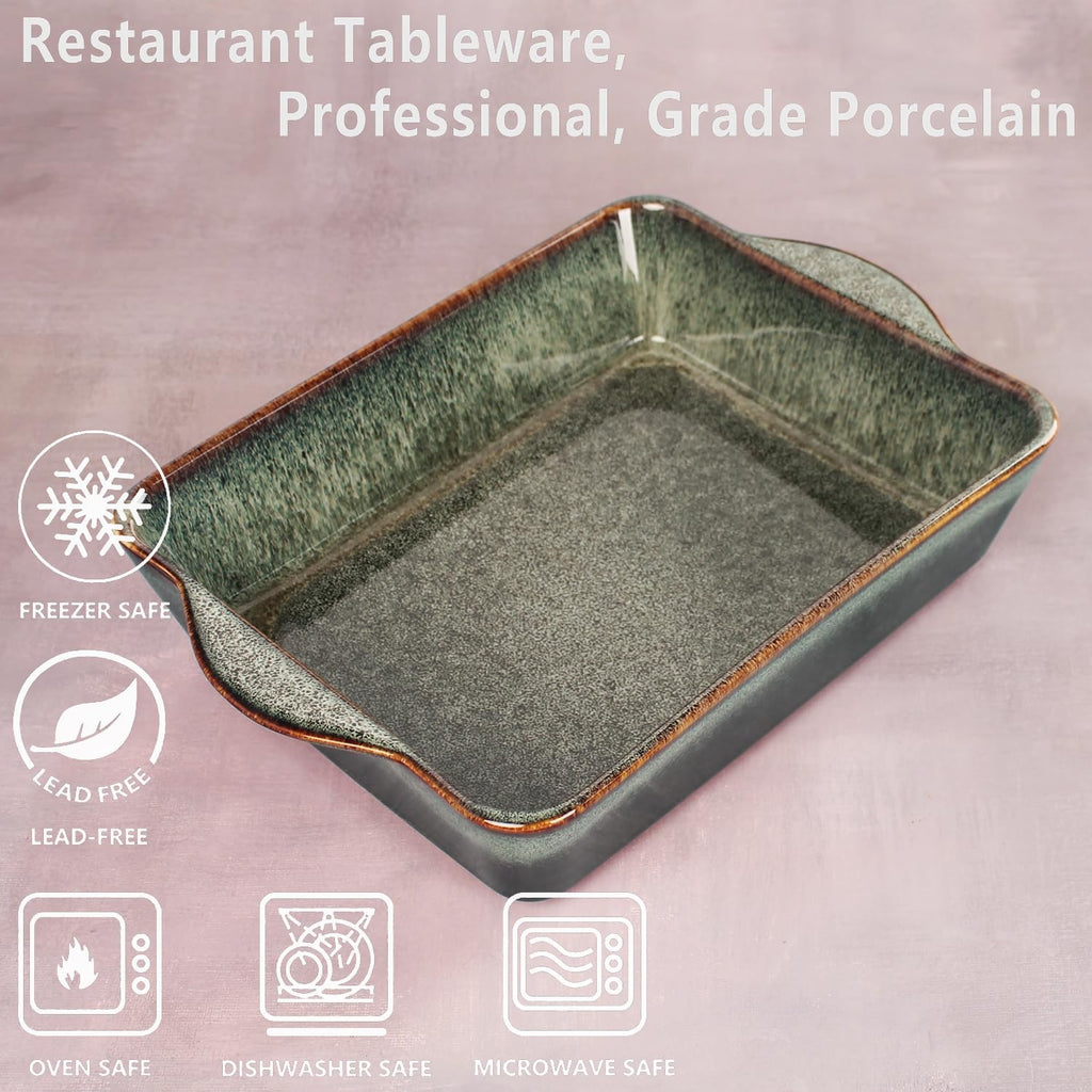Regine Switzerland Ceramic Casserole Baking Dish - 2 Quart Oven Safe Lasagna Pan | Durable 10 x 8 Inch Bakeware